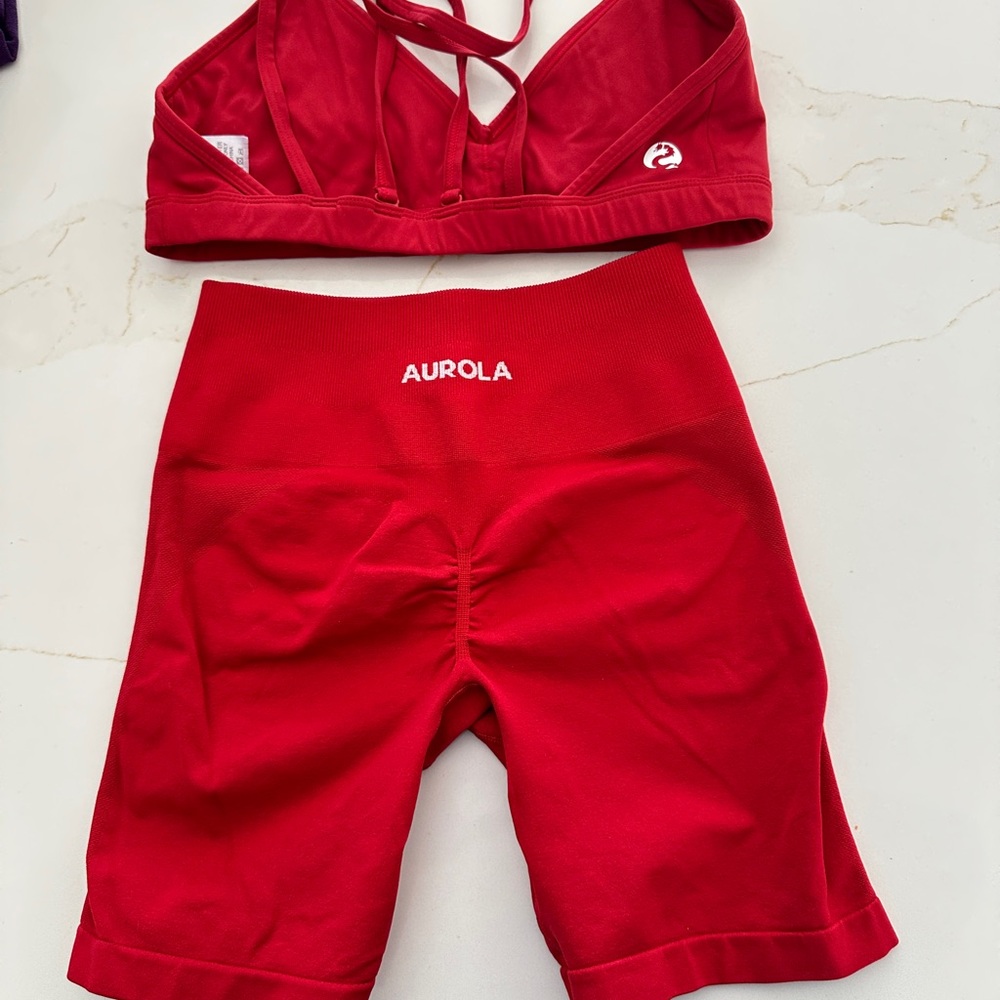 AUROLA Women's Red Athletic Shorts